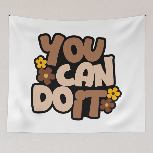 Item preview, Retro You Can Do It - Groovy Motivational Flower Quote designed and sold by aseelbrand.