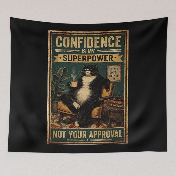 Item preview, Vintage Confident Black Cat Lounge Poster With Retro Self Worth Energy designed and sold by eliramaison.