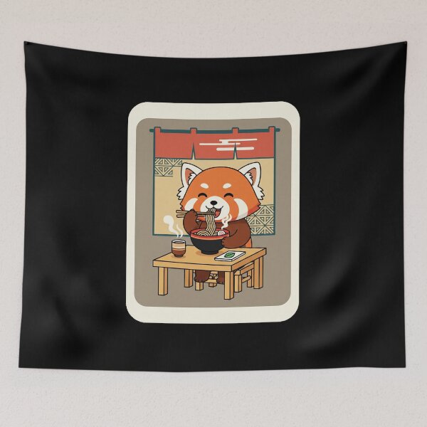Item preview, Cute Red Panda Ramen Dinner Illustration With Cozy Japanese Room Vibes designed and sold by JordynLadukeg65.