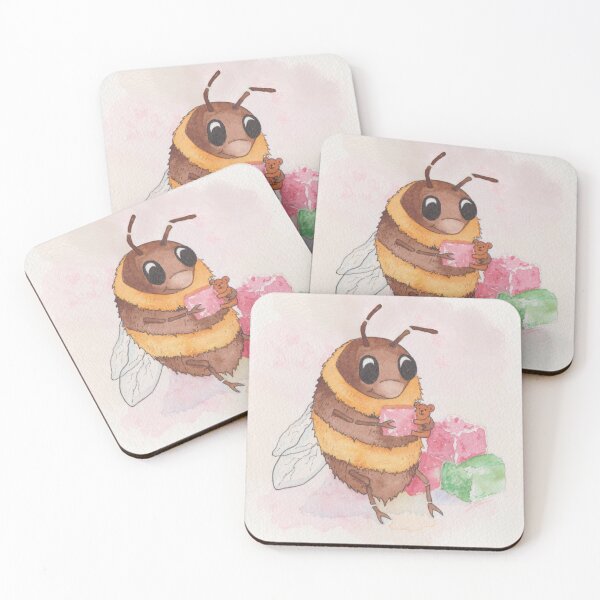 Item preview, The Sweetest Nectar: Hand-Drawn Watercolour Bumblebee & Turkish Delight designed and sold by Englandbear.