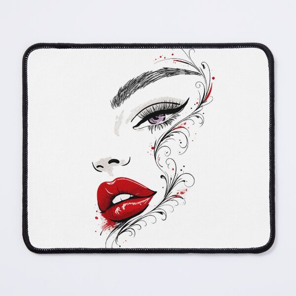 Item preview, Red Lips Woman Face Line Art designed and sold by Nexyras.