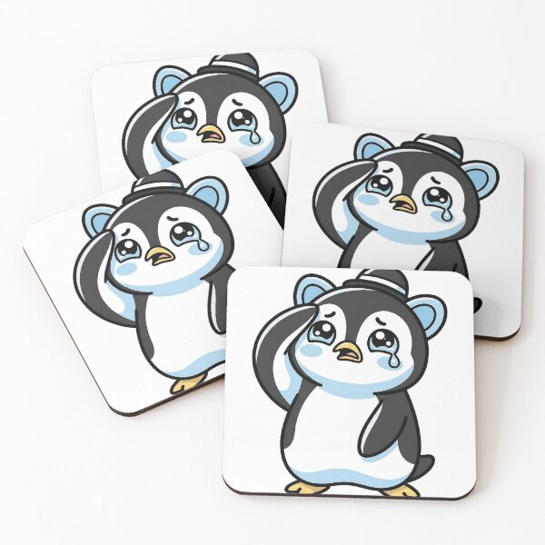 Item preview, Kawaii Sad Crying Penguin with Bear Hat | Cute Emotional Penguin Art | Chibi Penguin Illustration | Funny Sad Animal Print designed and sold by NeonKawaiiCo.
