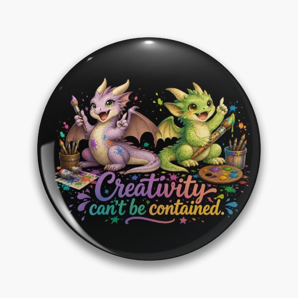 Item preview, Creativity Can’t Be Contained Cute Artist Dragon Duo designed and sold by Hatchling Hollow.