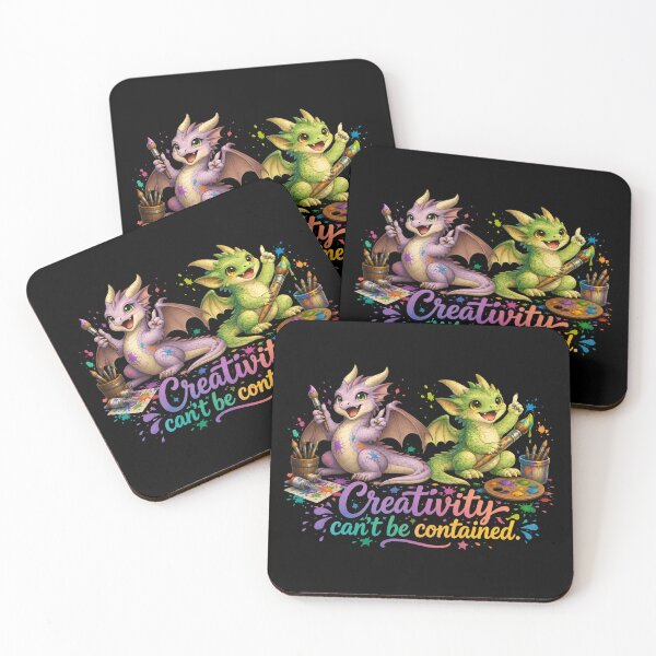 Item preview, Creativity Can’t Be Contained Cute Artist Dragon Duo designed and sold by Hatchling Hollow.