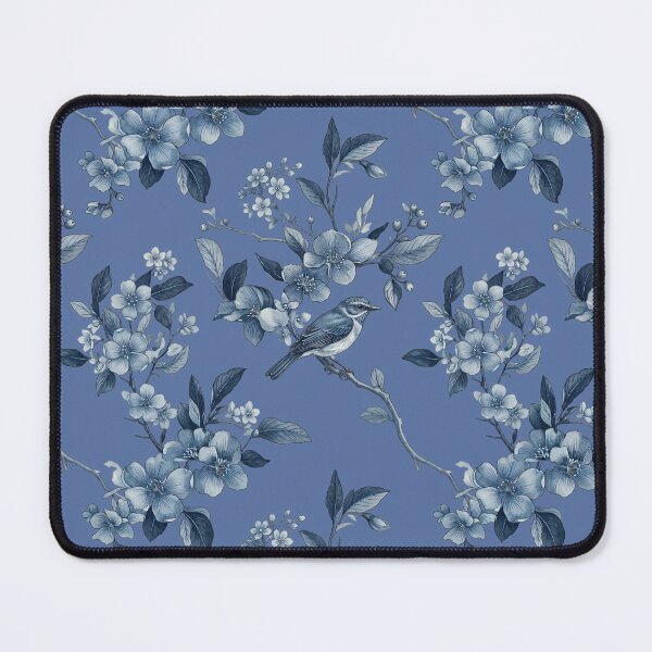 Item preview, Blue Floral Bird Pattern Transparent designed and sold by MegaNovaArt.