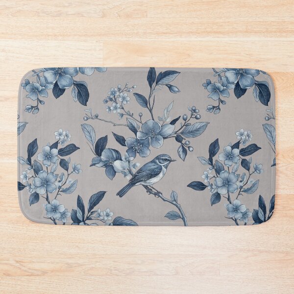 Item preview, Blue Floral Bird Pattern Transparent designed and sold by MegaNovaArt.