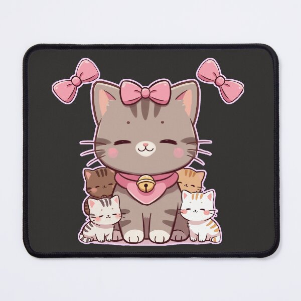 Item preview, Mama Cat with Pink Bows and Sweet Kittens designed and sold by MigWhimsy.