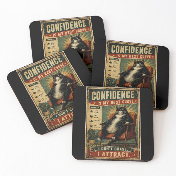 Item preview, Confident Cat Attitude Vintage Poster with Funny Self Love designed and sold by eliramaison.