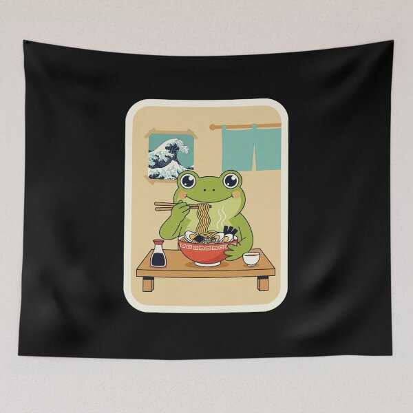 Item preview, Cute Frog Eating Ramen In Cozy Japanese Cartoon Style designed and sold by JordynLadukeg65.
