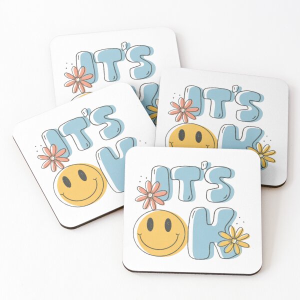 Item preview, Retro Its OK Smiley Face - Groovy Muted Blue Positive Quote designed and sold by aseelbrand.
