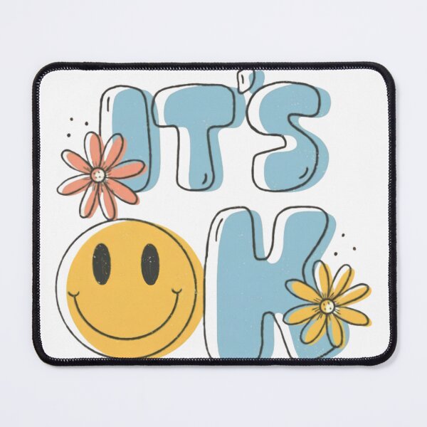 Item preview, Retro Its OK Smiley Face - Groovy Muted Blue Positive Quote designed and sold by aseelbrand.