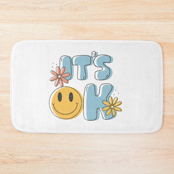 Item preview, Retro Its OK Smiley Face - Groovy Muted Blue Positive Quote designed and sold by aseelbrand.