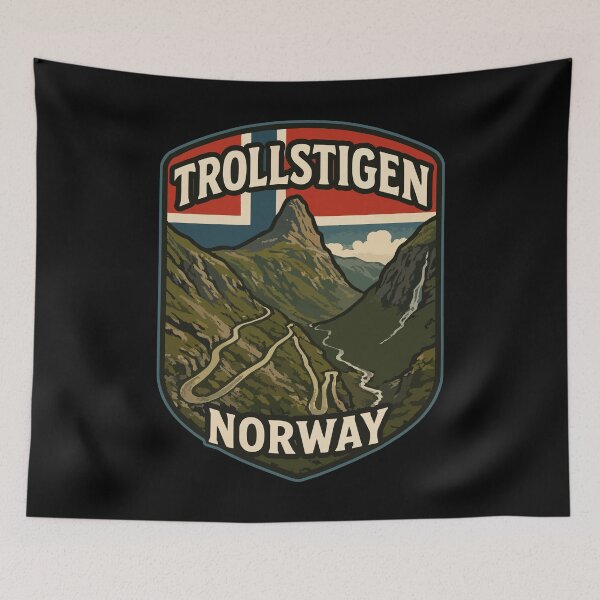 Item preview, Trollstigen Norway Retro Vintage Travel designed and sold by TomFrontierArt.