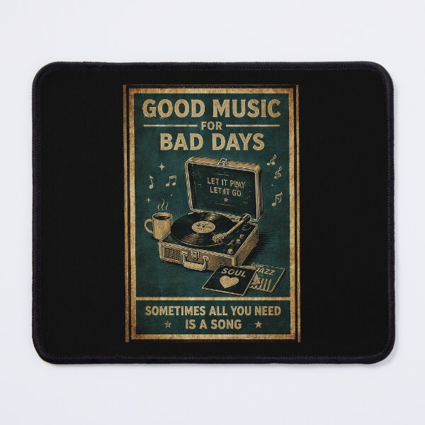 Item preview, Vintage Record Player Poster With Good Music Bad Days designed and sold by ferminhays.