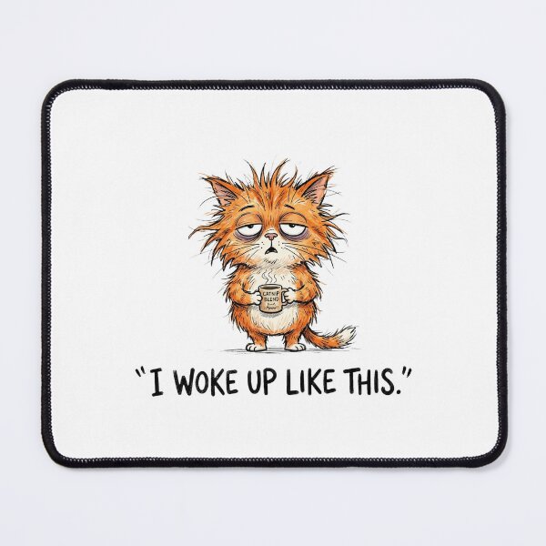 Item preview, Funny Monday Morning Tired Disheveled Cat Meme designed and sold by DuckOddity.