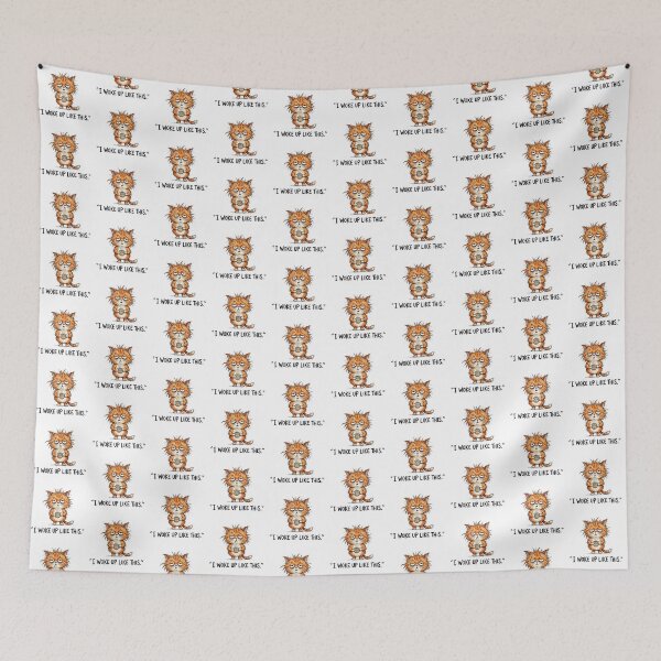 Item preview, Funny Monday Morning Tired Disheveled Cat Meme designed and sold by DuckOddity.