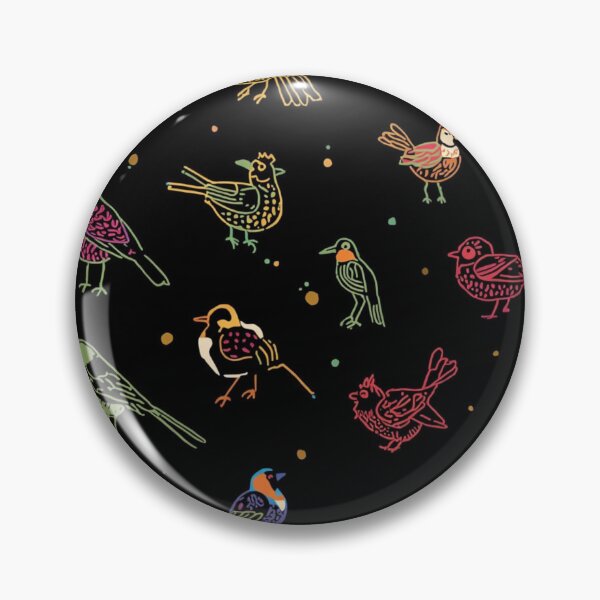 Item preview, Whimsical Doodle Art Birds Black Background Design designed and sold by Pink-Blossoms.