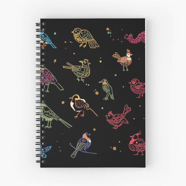 Item preview, Whimsical Doodle Art Birds Black Background Design designed and sold by Pink-Blossoms.