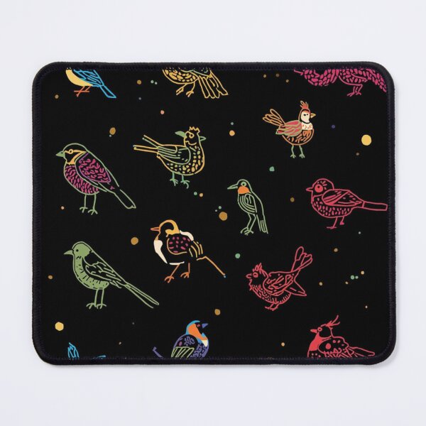 Item preview, Whimsical Doodle Art Birds Black Background Design designed and sold by Pink-Blossoms.