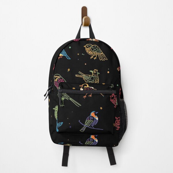 Item preview, Whimsical Doodle Art Birds Black Background Design designed and sold by Pink-Blossoms.