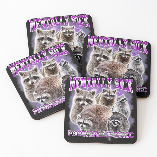 Item preview, Mentally Sick Physically Thick Funny Raccoon Meme Vintage designed and sold by Masonixem.