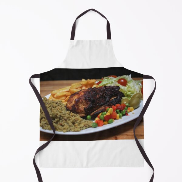 Item preview, Roasted Chicken Plate With Salad, Mixed Vegetables, Fries and Couscous Pilaf on Wooden Table designed and sold by Nmallia.