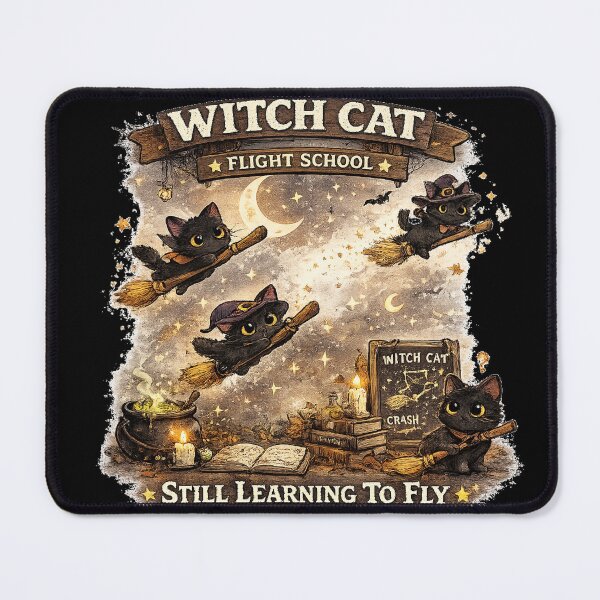 Item preview, Still Learning To Fly Witch Cat Halloween Design designed and sold by MotylekAnia.