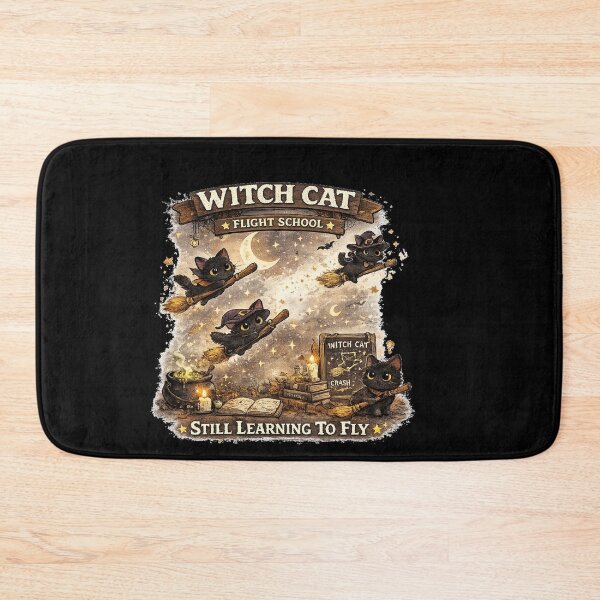 Item preview, Still Learning To Fly Witch Cat Halloween Design designed and sold by MotylekAnia.