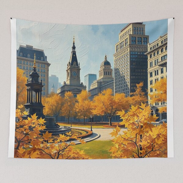 Item preview, Golden Autumn at the Square: Montreal's Urban Splendor designed and sold by Tama-sirth.