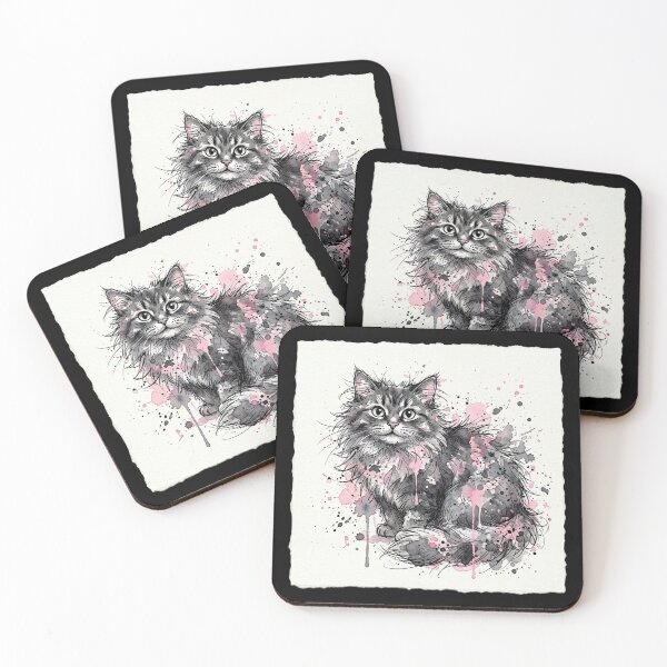Item preview, Artistic Grunge Ink Splatter Fluffy Disheveled Cat designed and sold by DuckOddity.