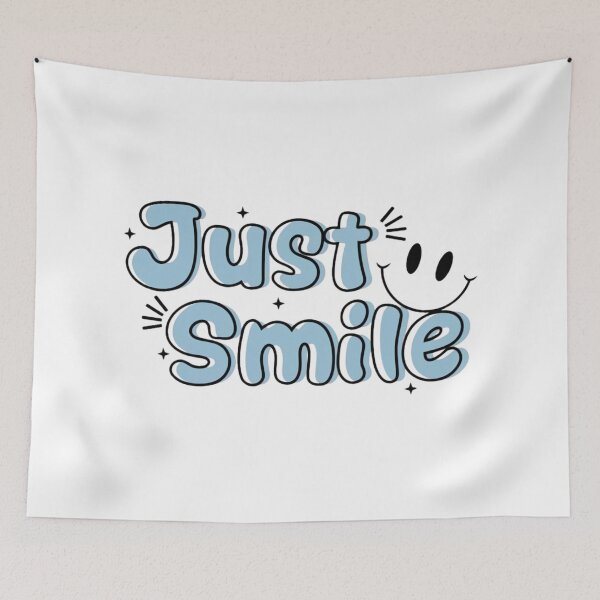 Item preview, Just Smile Retro Blue Typography - Cute Minimalist Happy Quote designed and sold by aseelbrand.