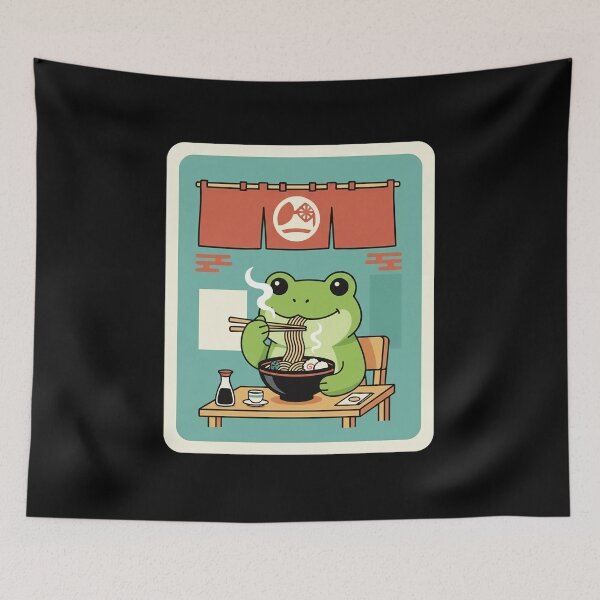 Item preview, Cute Frog Eating Ramen Cozy Japanese Style Cartoon designed and sold by JordynLadukeg65.