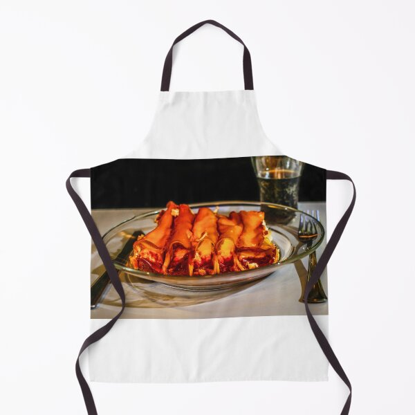 Item preview, Baked Cannelloni Pasta with Tomato Sauce and Cheese on Plate with Fork and Knife designed and sold by Nmallia.
