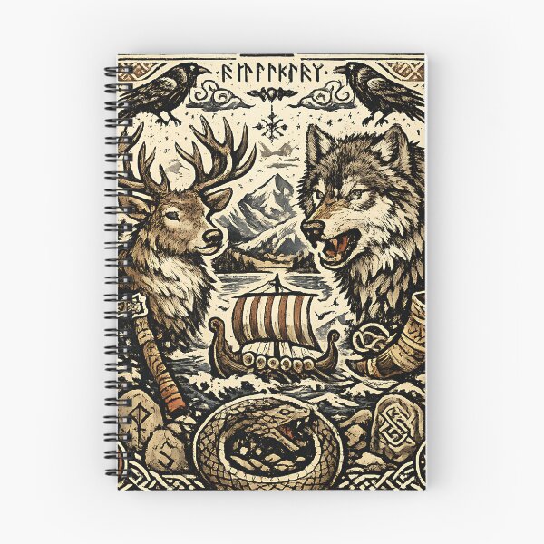 Item preview, Norse Mythology Viking Valhalla Runes Woodcut Art designed and sold by DarkOriginArts.