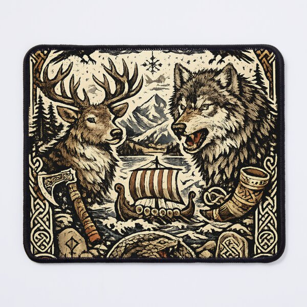 Item preview, Norse Mythology Viking Valhalla Runes Woodcut Art designed and sold by DarkOriginArts.