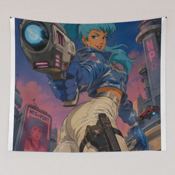 Item preview, Neo Port 1987 – Retro Cyberpunk VHS Anime Art designed and sold by  Hollow Moon Studios..