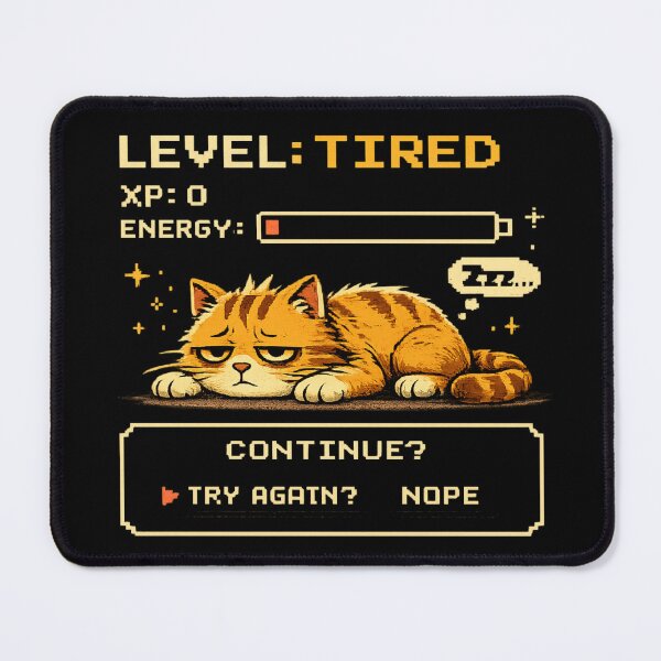 Item preview, Level Tired Retro Gamer Cat designed and sold by NatureStyle555.