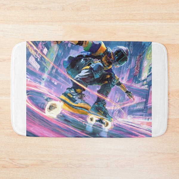 Item preview, Neon Roller Rush | Cyberpunk Rollerblade City | Futuristic Skate Streetwear Art designed and sold by AiNaturalsOnly.