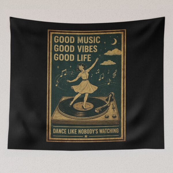 Item preview, Retro Music Vibes Dancing Girl Vintage Record Player Night Poster designed and sold by ferminhays.