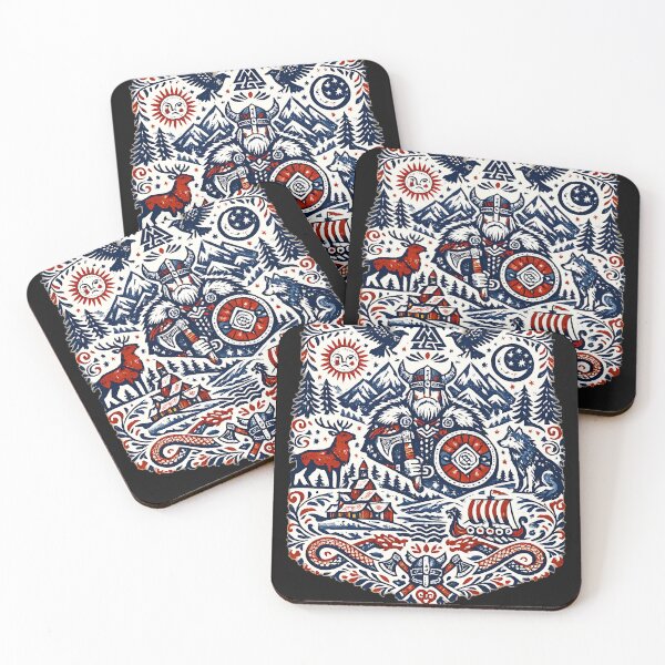 Item preview, Viking Linocut Folk Art Norse Mythology Shield Emblem designed and sold by DarkOriginArts.
