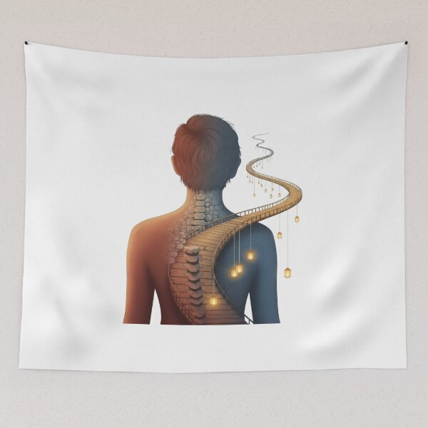 Item preview, Surreal Spine Bridge Illustration designed and sold by AbanoubStore.