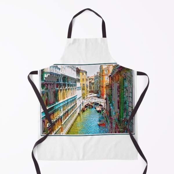 Item preview, Venice, Italy, 1959, Canal, Architecture, Bridge, Boats, Digital Illustration designed and sold by AMacGPhilly.