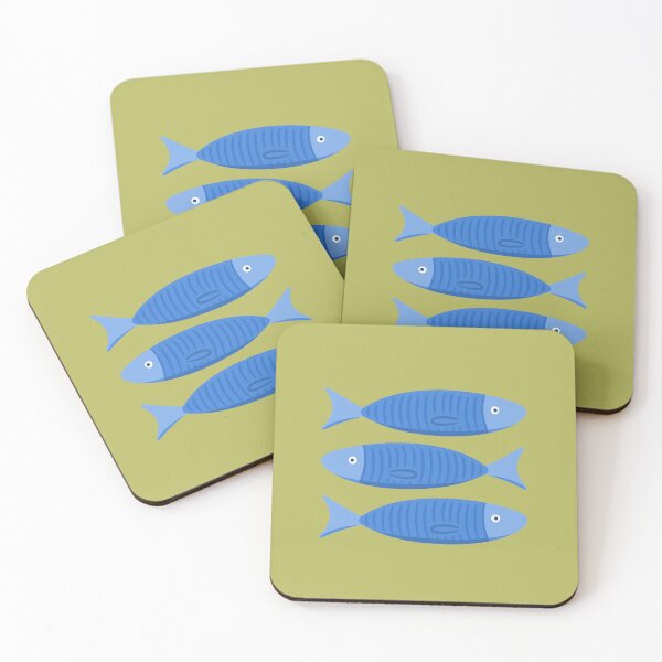 Item preview, Copy of 3 Sardines Fish Illustration in Blue & Lime Green designed and sold by HonestiesPrints.