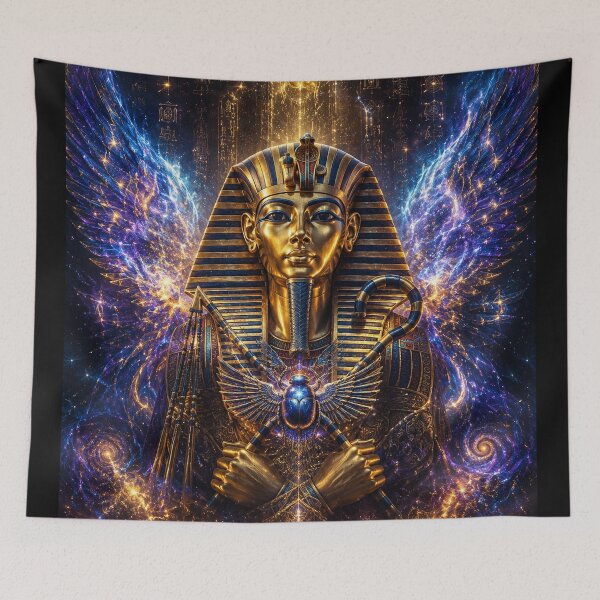 Item preview, Cosmic Pharaoh – Divine Egyptian Ruler Art designed and sold by ThePixelMind.