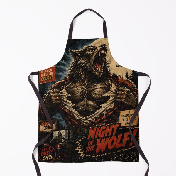 Item preview, Night of the Wolf Werewolf Horror Art | Retro Full Moon Transformation Movie Poster Design designed and sold by The Confluence.