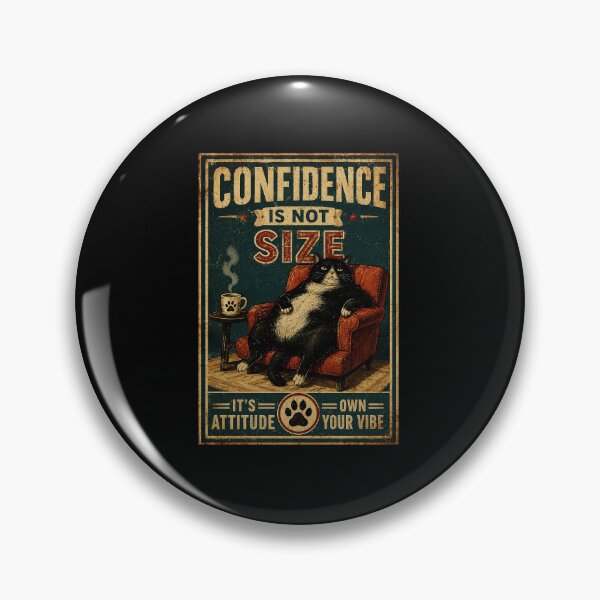 Item preview, Confidence Is Not Size Funny Fat Cat Vintage Attitude Poster Style designed and sold by eliramaison.