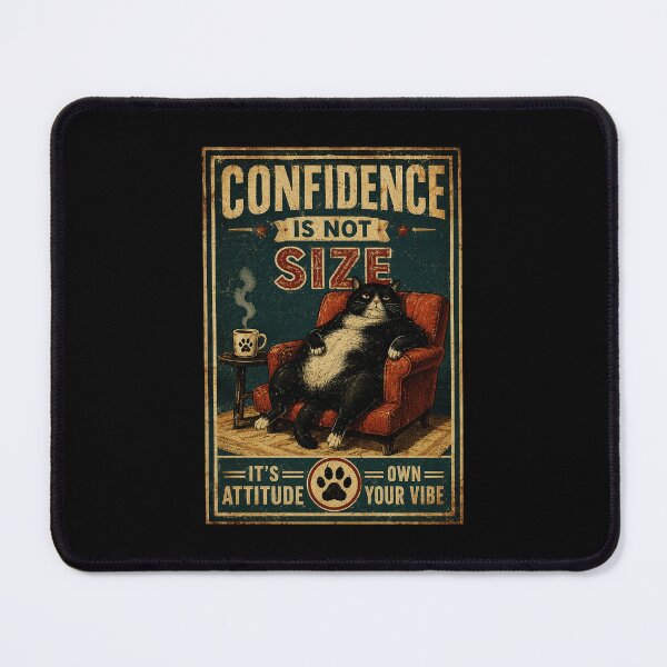 Item preview, Confidence Is Not Size Funny Fat Cat Vintage Attitude Poster Style designed and sold by eliramaison.