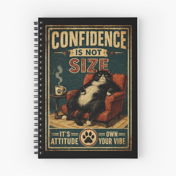 Item preview, Confidence Is Not Size Funny Fat Cat Vintage Attitude Poster Style designed and sold by eliramaison.