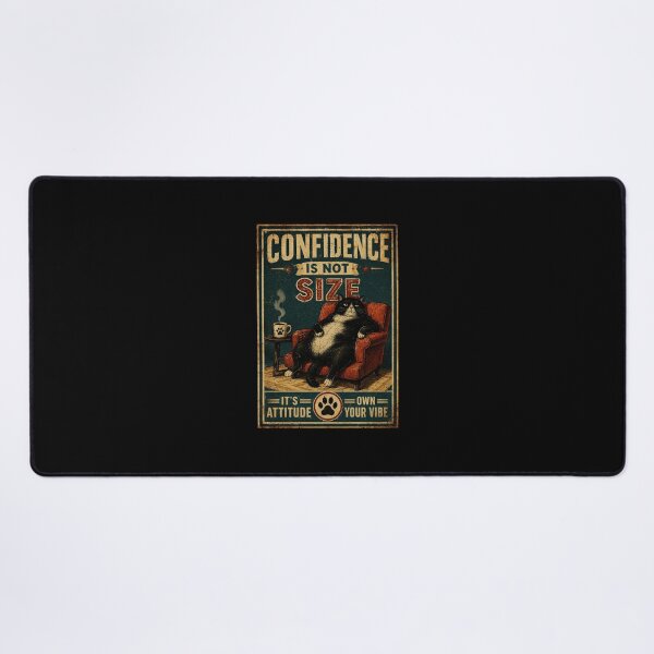 Item preview, Confidence Is Not Size Funny Fat Cat Vintage Attitude Poster Style designed and sold by eliramaison.