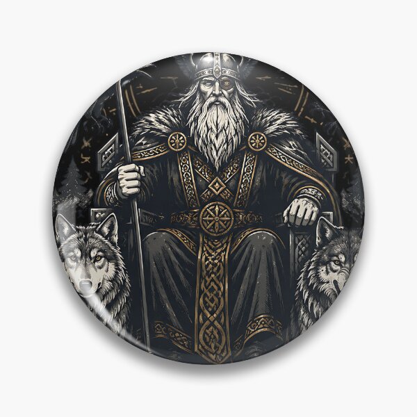 Item preview, Odin Allfather on Throne Valknut Norse Runes Art designed and sold by DarkOriginArts.